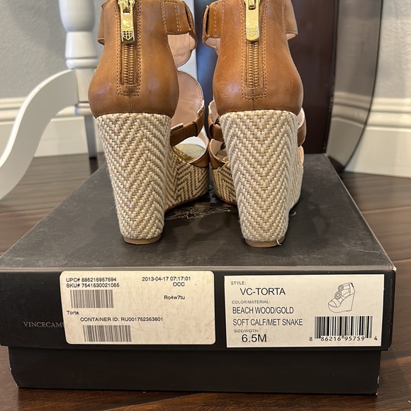 Vince Camuto TORTA Leather Wedge Sandals Size 6.5 - Picture 8 of 9